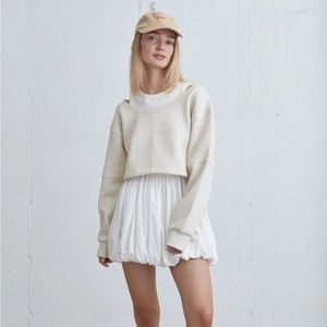 Oak + fort cropped wideneck crew sweatshirt xxs-xs